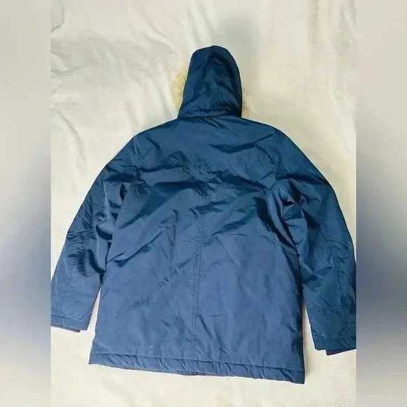 Tommy Hilfiger Navy Blue Parka with Faux Fur Hood Size Large - Picture 3 of 13